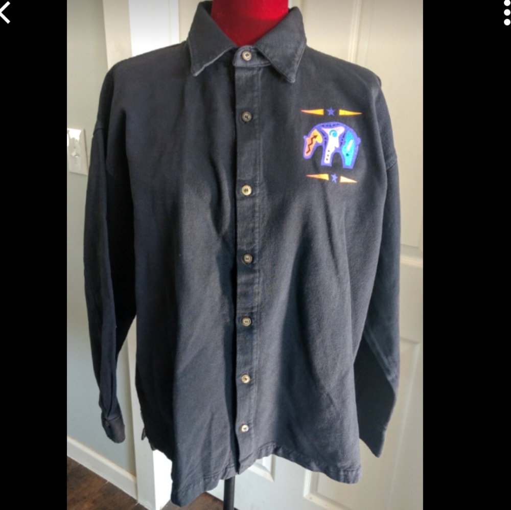 Vintage WEK Button Down Shirt Bear Native Design